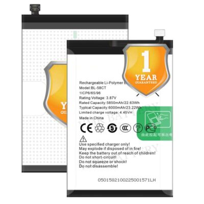 Original BL-58CT Battery Compatible for Tecno Spark 7 (KF6, KF6j, KF6i, KF6k, PR651h, PR651, PR651E, KF6m, KF6h, KF6n) | Spark 7T (KF6p) – (6000mAh) – 1 Year Warranty_V95